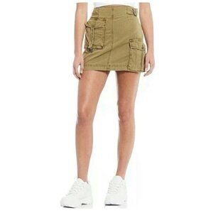 Free People Erika Utility Cargo Mini Skirt Buckle Olive Green Boho Grunge 4
